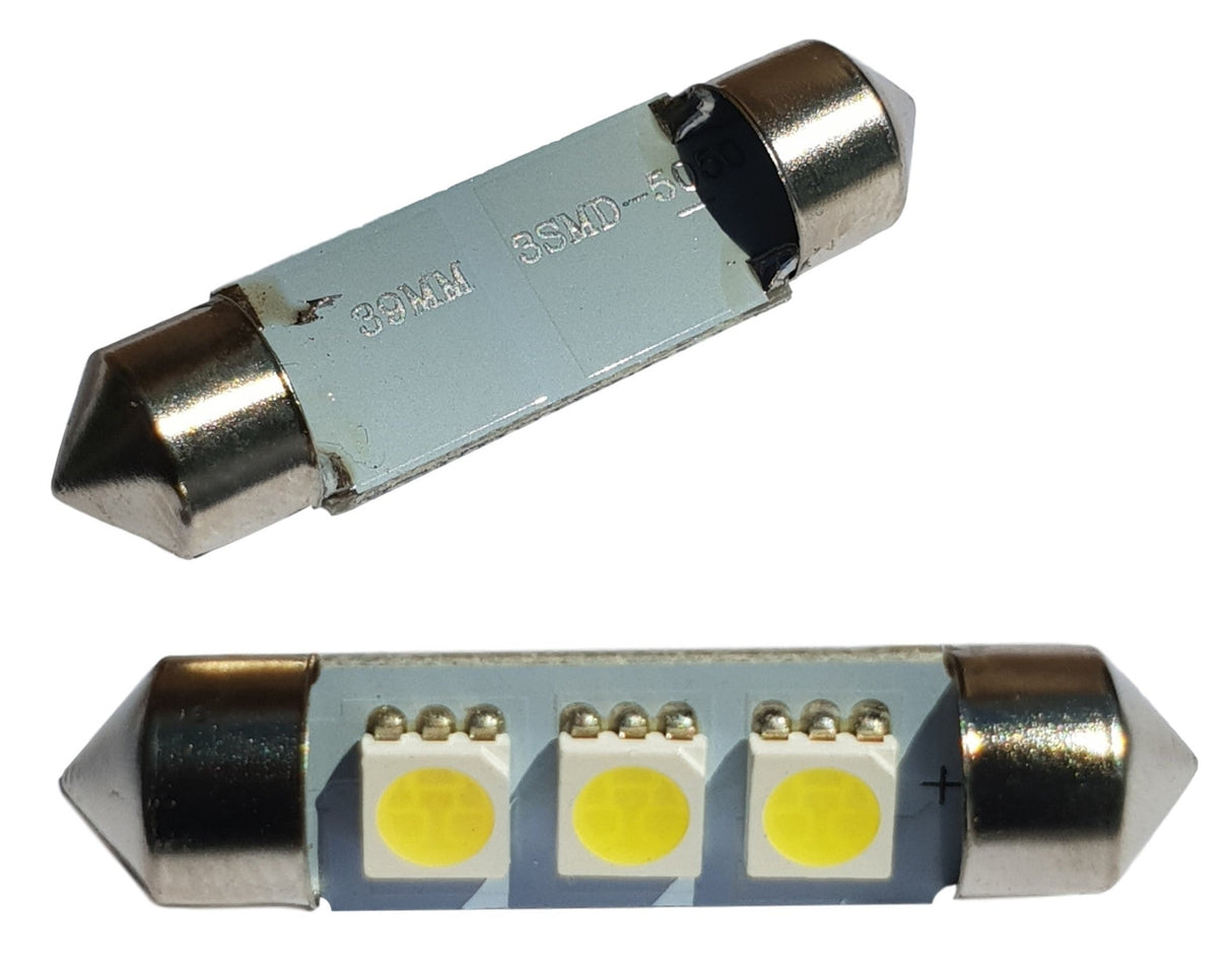 Auto LEDlamp 2 stuks | LED festoon 39mm | 3 - SMD daglichtwit 6000K | 12 Volt - LEDPLANET.NL
