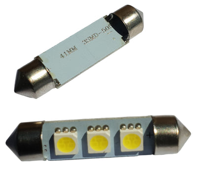 C5W LED festoon 42mm, daglichtwit 6000K, 3-SMD, 1.3W, 65 lm, 12V, 2 stuks