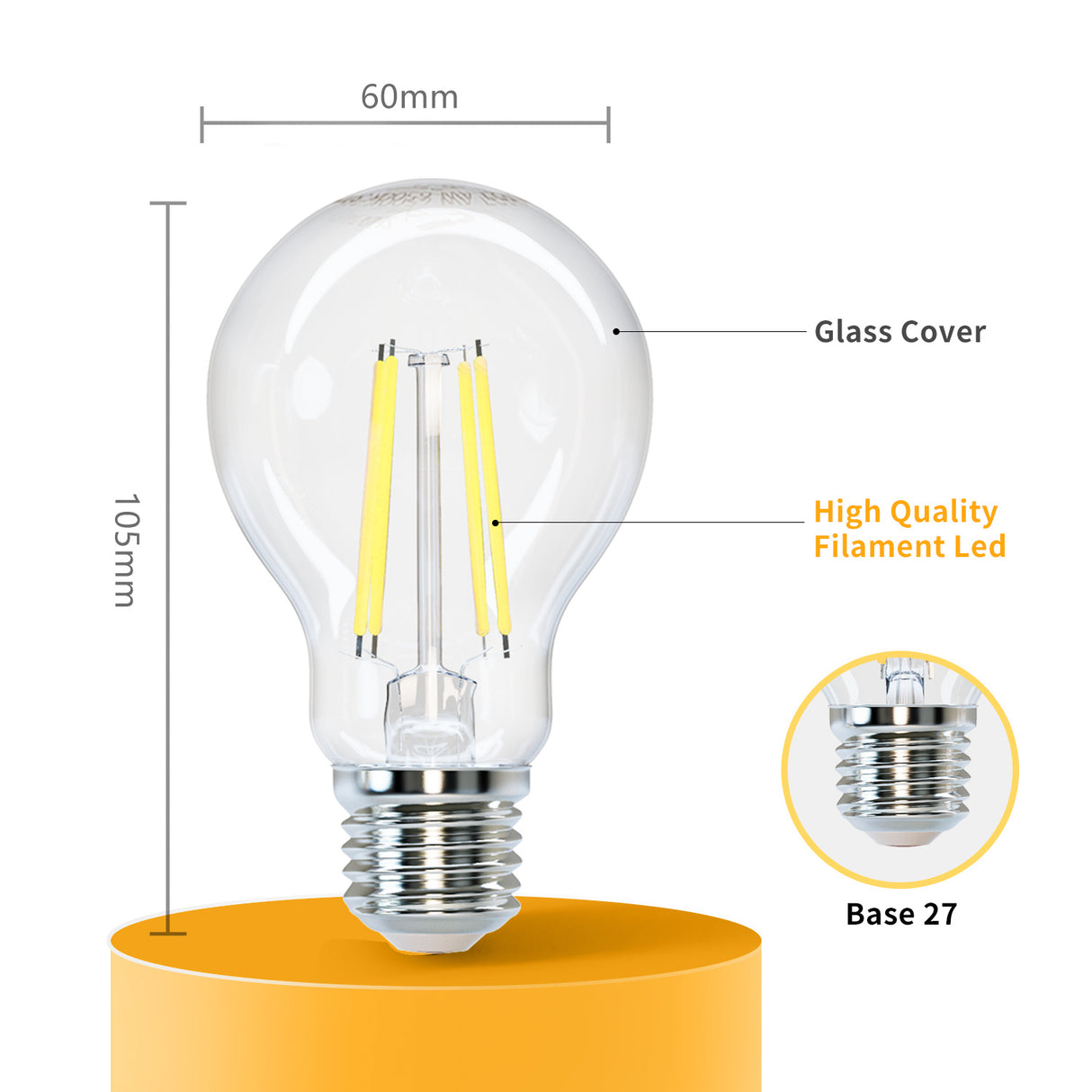 Gloeilamp E27 A60 10 stuks | LED 6W=60W traditioneel licht - 700 Lumen | daglichtwit 6500K