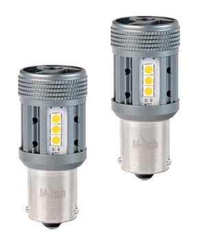 BA15S LED autolamp CAN-BUS, 1156 / PY21W / 7510, oranje, 12-SMD geforceerde koeling, 10W, 800 lm per lamp, 12V/24V, 2 stuks