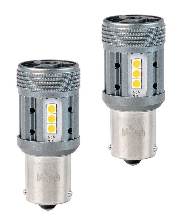 BA15S - 1156 - autolamp set 2 stuks - amber/oranje | PY21W 7510 - 2x 12 - SMD LED | geforceerde koeling - CANBUS 12V & 24V DC - LEDPLANET.NL