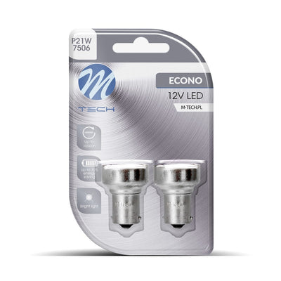 BA15S LED autolamp, 1156 / R5W / R10W / P21W / 7506, daglichtwit 6000K, 19-SMD, 1.2W, 65 lm per lamp, 12V, 2 stuks
