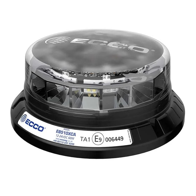 LED R65 Beacon 12-24v Amber/transp./CISPR/IP69K/3-Bouts | EB5102CA