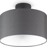 BKLicht - Decorative ceiling lamp - Ø30cm - Gray/white - Metal, wood and fabric - Round ceiling lamp - E27 fitting - Excl. light source
