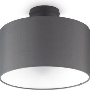 BKLicht - Decorative ceiling lamp - Ø30cm - Gray/white - Metal, wood and fabric - Round ceiling lamp - E27 fitting - Excl. light source