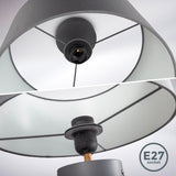BKLicht - Decorative ceiling lamp - Ø30cm - Gray/white - Metal, wood and fabric - Round ceiling lamp - E27 fitting - Excl. light source