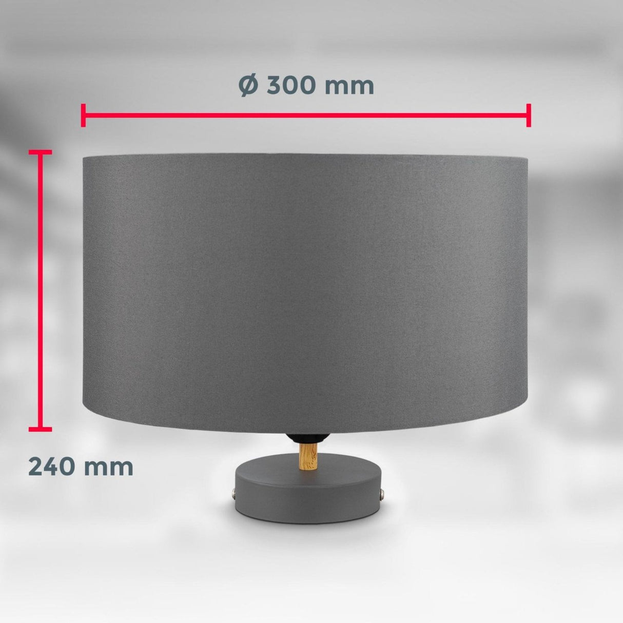 BKLicht - Decorative ceiling lamp - Ø30cm - Gray/white - Metal, wood and fabric - Round ceiling lamp - E27 fitting - Excl. light source