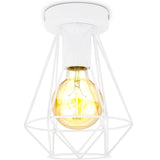 BKLicht - Decorative white ceiling lamp - Metal - Industrial - Wire - Ø16.5cm - With E27 fitting - Excl. light source