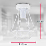 BKLicht - Decorative white ceiling lamp - Metal - Industrial - Wire - Ø16.5cm - With E27 fitting - Excl. light source