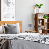 BKLicht – Graue Tischleuchte – Metall &amp; Stoff – Mit Schirm – Skandinavische Nachttischlampe – Schlafzimmerlampe – E27-Fassung – Leuchtmittel nicht enthalten