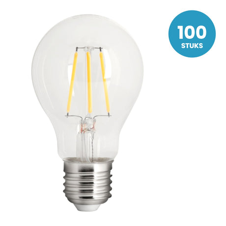 Gloeilamp E27 A60, Clear 2700K, Dimbaar, 100 stuks, 230V