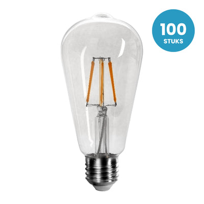 Kooldraadlamp E27 ST64, Clear 2700K, 100 stuks, 230V