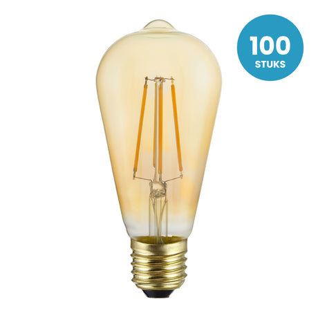 LED lamp, E27 ST64, Amber 2200K, 100 stuks, 230V