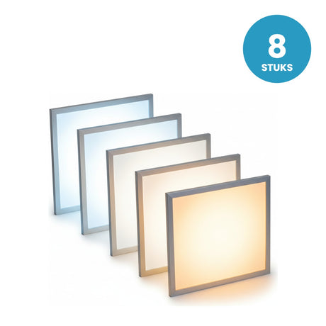 LED paneel, 5CCT, 28W, 3640-3920 Lumen, UGR<19, 3000K t/m 6000K, wit frame, 8 stuks