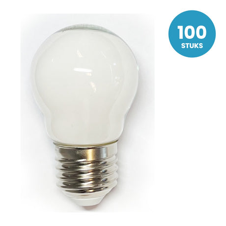 Kogellamp E27 G45, LED 5W=40W, 450 Lumen, Milky 2700K, Dimbaar, 100 stuks, 230V