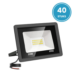 LED Schijnwerper 20W, 2.000 lm, 120° Breedstraler, IP66, Buitenlamp & Gevelverlichting