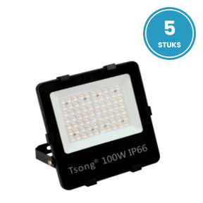 LED Schijnwerper 100W, 90°, IP66, Terrein- & Gevelverlichting, Set van 5