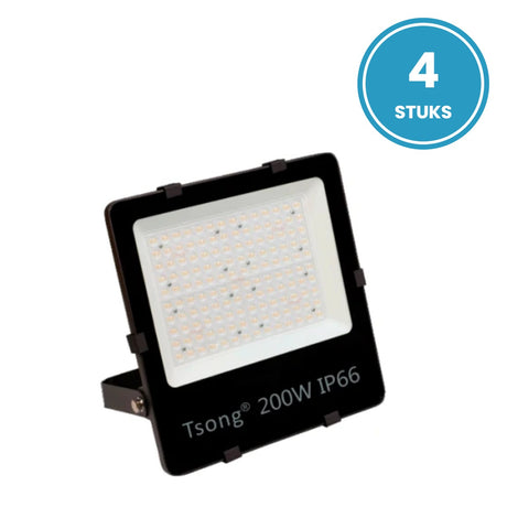 LED Schijnwerper 200W, 90°, IP66, Terrein- & Gevelverlichting, Set van 4