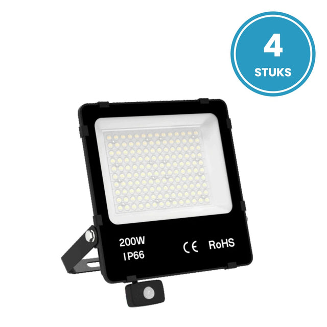 LED Schijnwerper 200W, 30.000 lm, Bewegingssensor, 90°, IP66