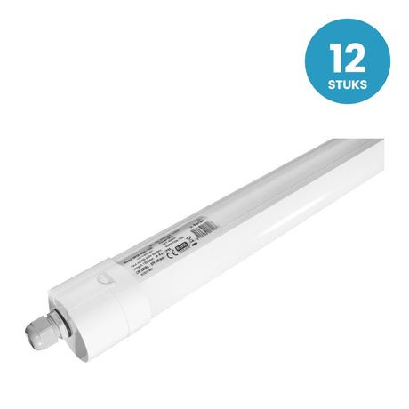 LED Tri-proof Armatuur 600mm 12W-18W, IP65 IK10, 12 stuks, 230V