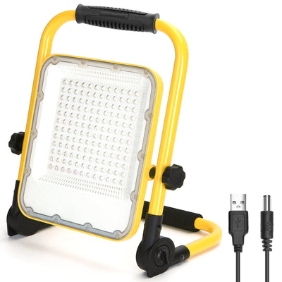 Bouwlamp oplaadbaar LED werklamp, USB, 100W vervangt 250W, daglichtwit 6500K, 2400 lm, 3 standen + flitslicht, IP65