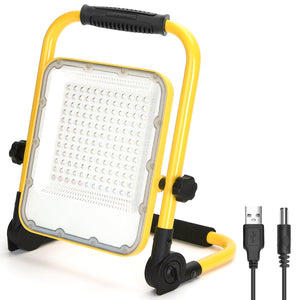 Construction lamp - rechargeable work light - USB | LED 100W=250W spotlight | daylight white 6500K - 3 settings + flash blue-red | waterproof IP65