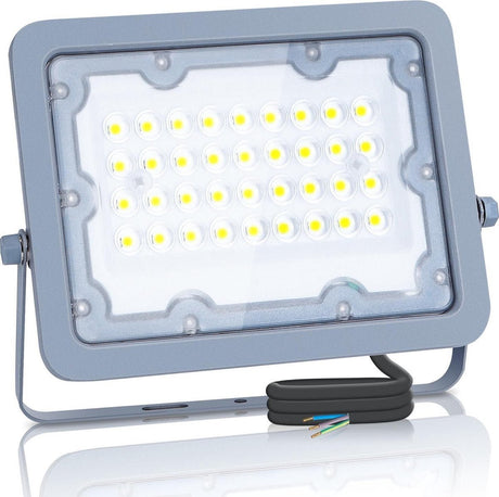 Gray outdoor light | LED construction floodlight 30W=270W | daylight white 6500K - 90° beam angle | waterproof IP65 - LEDPLANET.NL