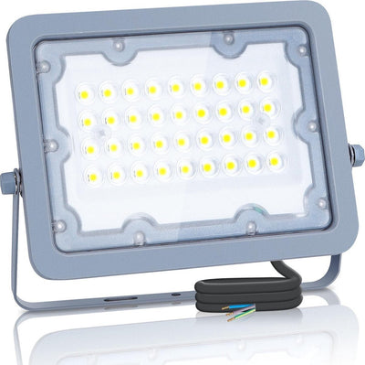 Graue Außenleuchte | LED-Baustrahler 30 W = 270 W Flutlicht | Kaltweiß 4000 K – 90° Abstrahlwinkel | wasserdicht IP65 – LEDPLANET.NL