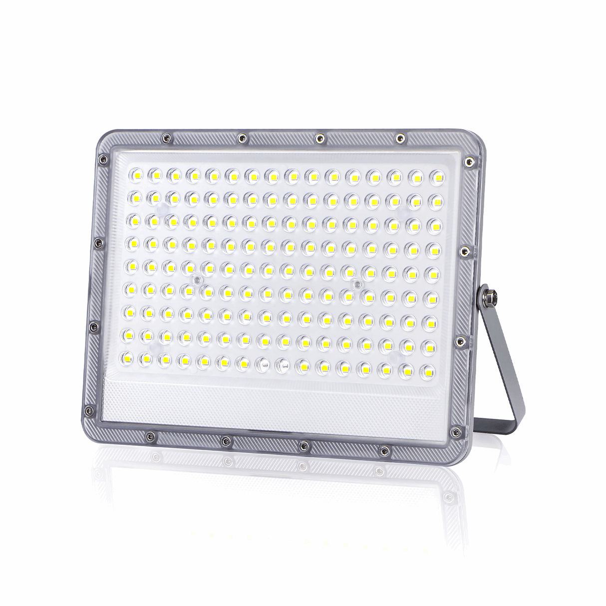 Buitenlamp grijs met zonnepaneel | LED bouwlamp 200W~2000 Lumen schijnwerper + afstandsbediening | daglichtwit 6500K - 90° lichthoek | waterdicht IP65 - LEDPLANET.NL