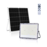 Buitenlamp grijs met zonnepaneel | LED bouwlamp 200W~2000 Lumen schijnwerper + afstandsbediening | daglichtwit 6500K - 90° lichthoek | waterdicht IP65 - LEDPLANET.NL
