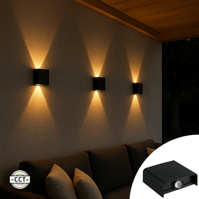 LED-Wandleuchte 170 Lumen – 2 W – Kaltweiß 4000 K/Warmweiß 2700 K/2000 K – Schwarz – Schutzart IP65 – Außenbeleuchtung