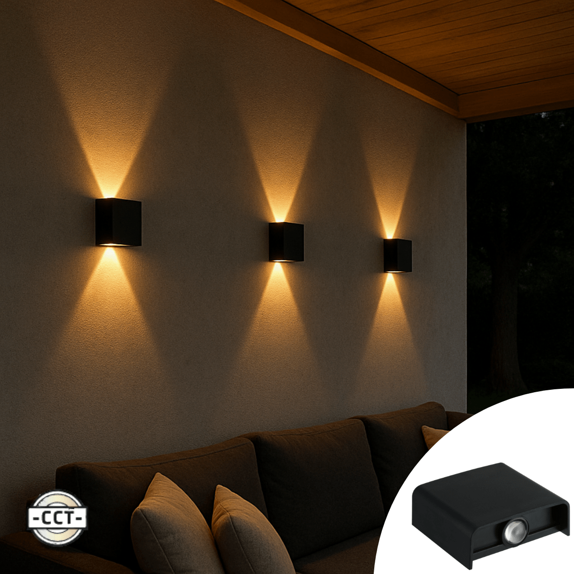 Außenleuchte mit Lichtquelle - Wandleuchte - 170lm 2000K/2700K/4000K - Schwarz - IP65