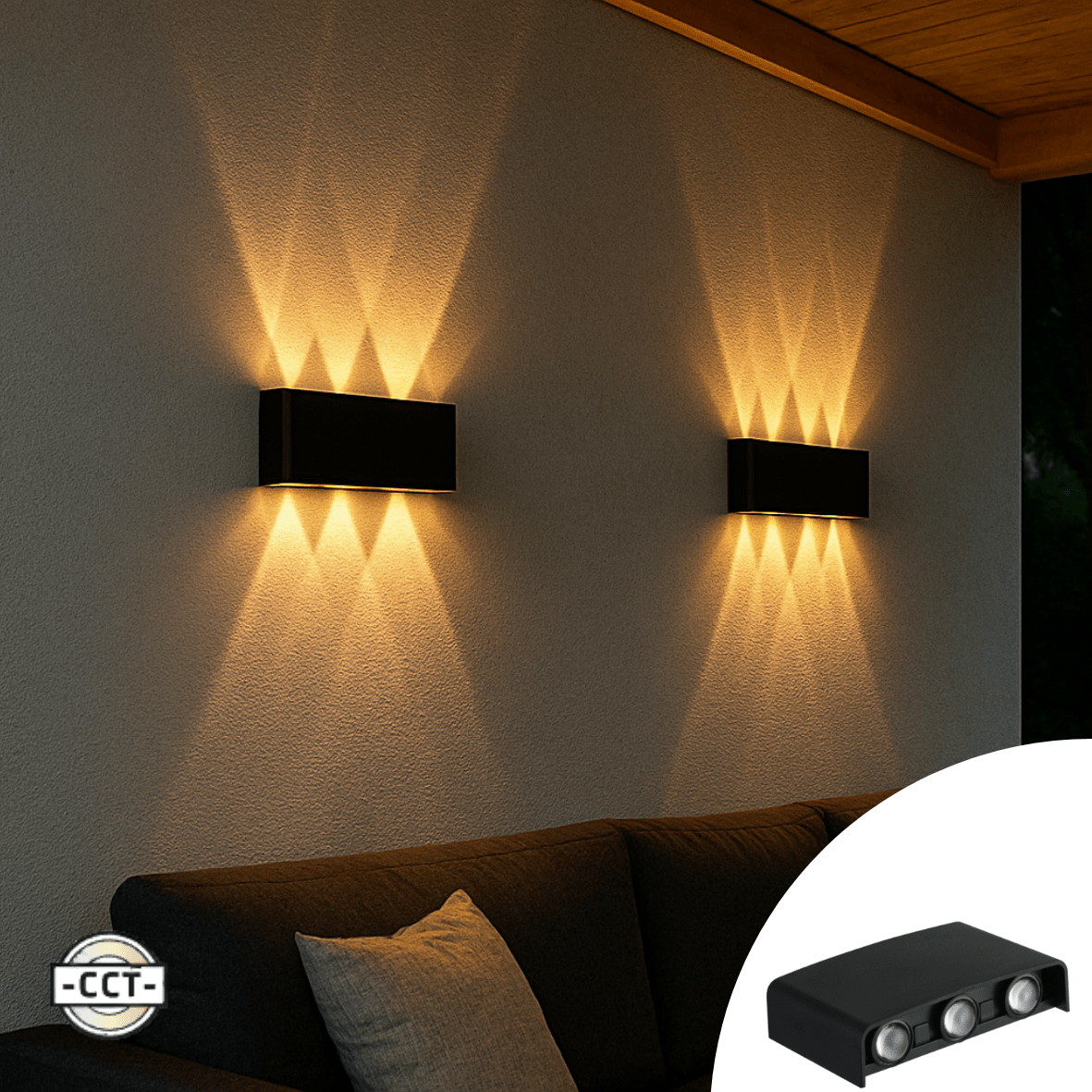 Außenleuchte mit Lichtquelle - Wandleuchte - 450lm 2000K/2700K/4000K - Schwarz - IP65