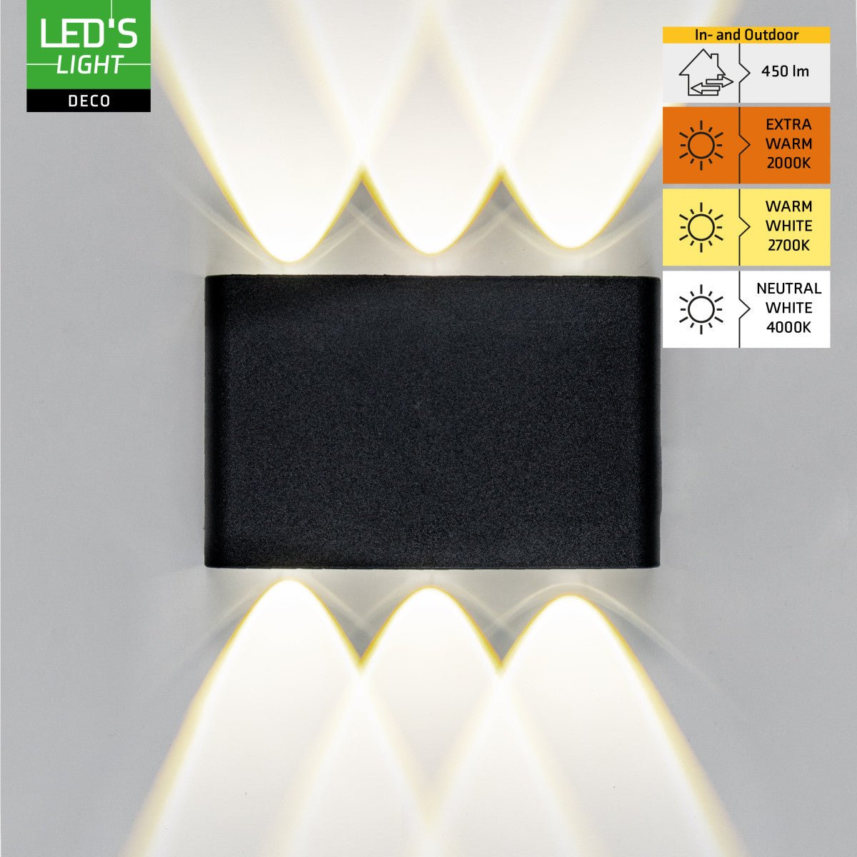 Außenleuchte mit Lichtquelle - Wandleuchte - 450lm 2000K/2700K/4000K - Schwarz - IP65