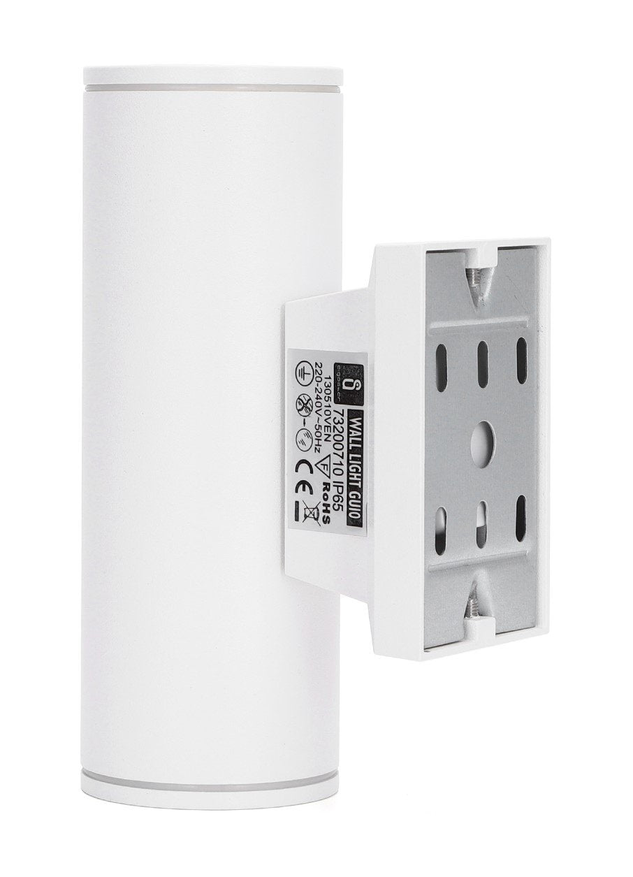Buitenlamp rond wit | dubbele GU10 lampvoet voor twee spots | waterdicht IP65 - LEDPLANET.NL