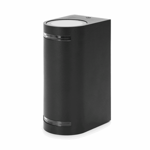 Buitenlamp rond zwart | dubbele GU10 lampvoet voor twee spots | waterdicht IP54