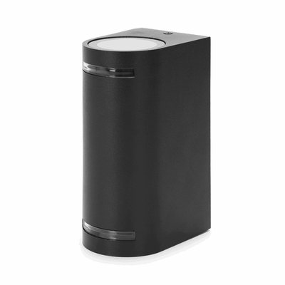 Round black outdoor light | double GU10 lamp holder for two spotlights | IP54 waterproof - LEDPLANET.NL