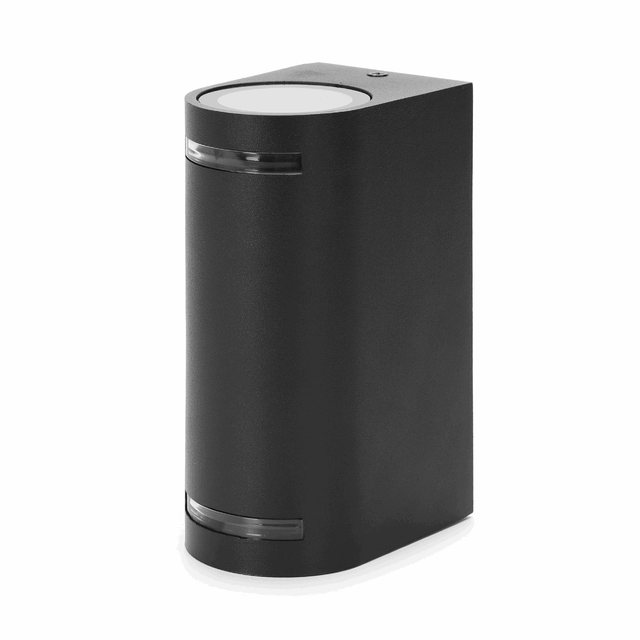 Buitenlamp rond zwart | dubbele GU10 lampvoet voor twee spots | waterdicht IP54 - LEDPLANET.NL
