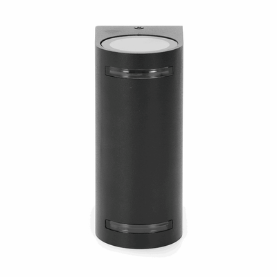 Round black outdoor light | double GU10 lamp holder for two spotlights | IP54 waterproof - LEDPLANET.NL