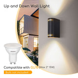 Buitenlamp rond zwart | dubbele GU10 lampvoet voor twee spots | waterdicht IP54 - LEDPLANET.NL