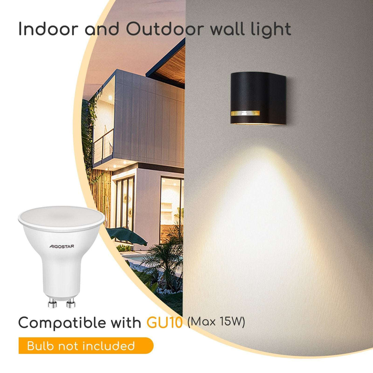 Buitenlamp rond zwart | enkele GU10 lampvoet voor één spot | waterdicht IP54 - LEDPLANET.NL