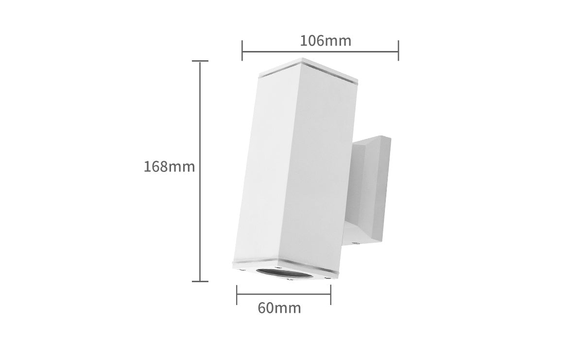 Buitenlamp vierkant wit | dubbele GU10 lampvoet voor twee spots | waterdicht IP65 - LEDPLANET.NL