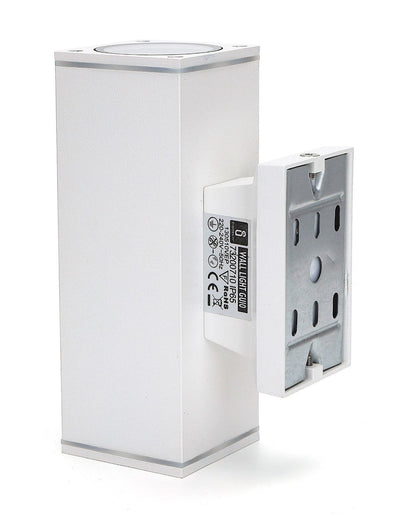 Buitenlamp vierkant wit, dubbele GU10 lampvoet voor twee spots, waterdicht IP65