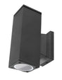 Buitenlamp vierkant zwart | dubbele GU10 lampvoet voor twee spots | waterdicht IP65 - LEDPLANET.NL