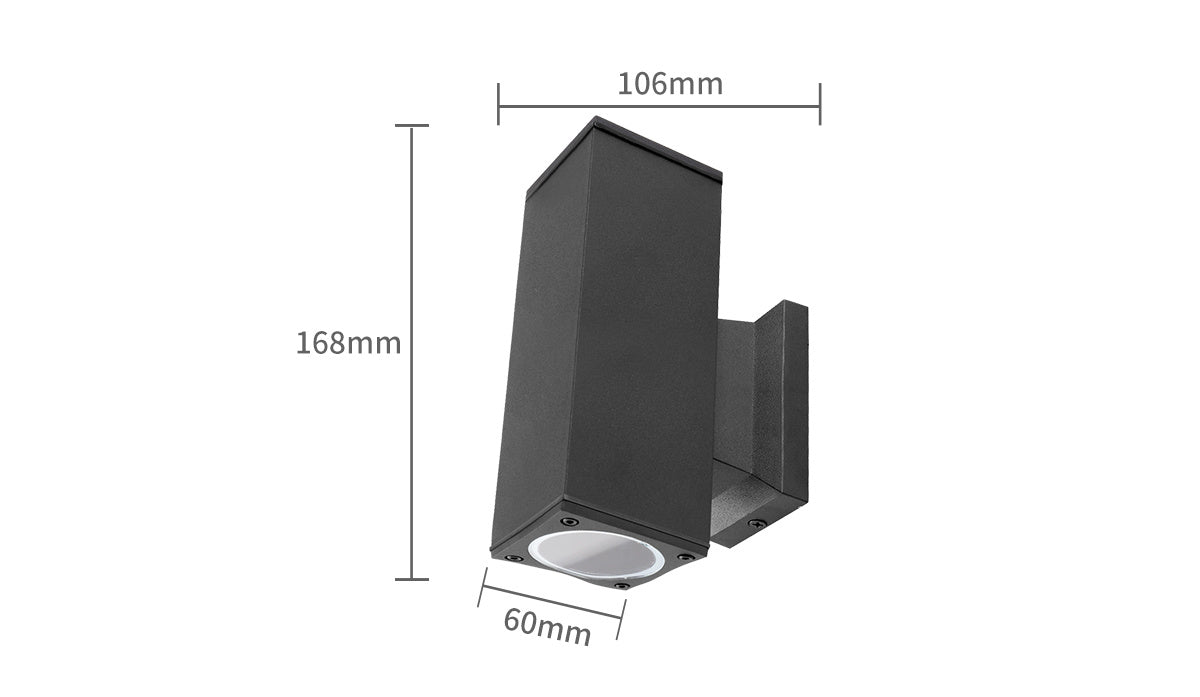 Buitenlamp vierkant zwart | dubbele GU10 lampvoet voor twee spots | waterdicht IP65 - LEDPLANET.NL