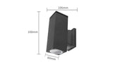 Buitenlamp vierkant zwart | dubbele GU10 lampvoet voor twee spots | waterdicht IP65 - LEDPLANET.NL