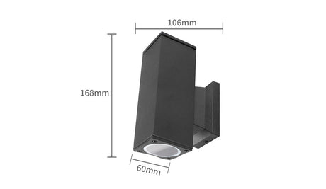 Buitenlamp vierkant zwart | dubbele GU10 lampvoet voor twee spots | waterdicht IP65 - LEDPLANET.NL