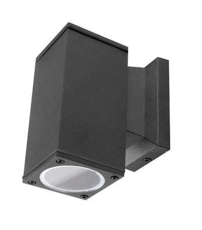 Buitenlamp vierkant zwart, enkele GU10 lampvoet voor één spot, waterdicht IP65