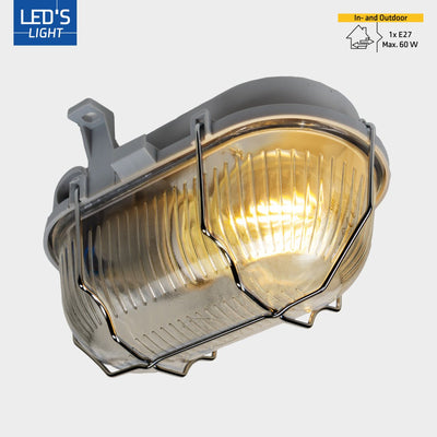 Lampada da parete da esterno Bulkhead IP44 – Grigia – Senza lampadina – E27