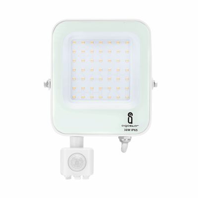Weiße Außenleuchte mit IR-Bewegungssensor | LED 30 W~2700 lm=300 W Flutlicht | tageslichtweiß 6500 K | wasserdicht IP65 – LEDPLANET.NL